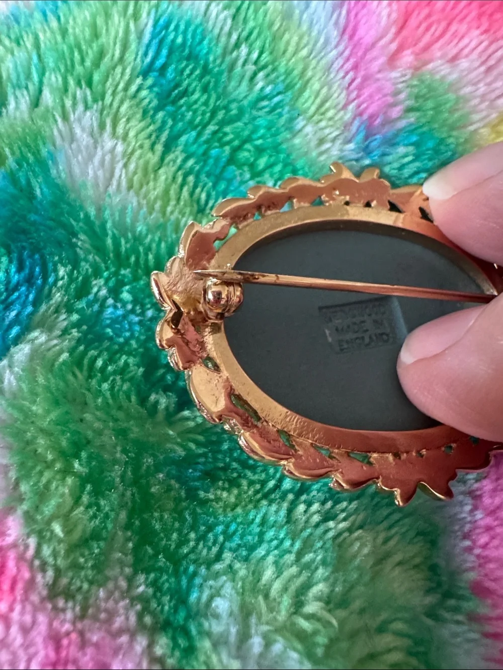 Wedgwood Gold and Black Oval Brooch